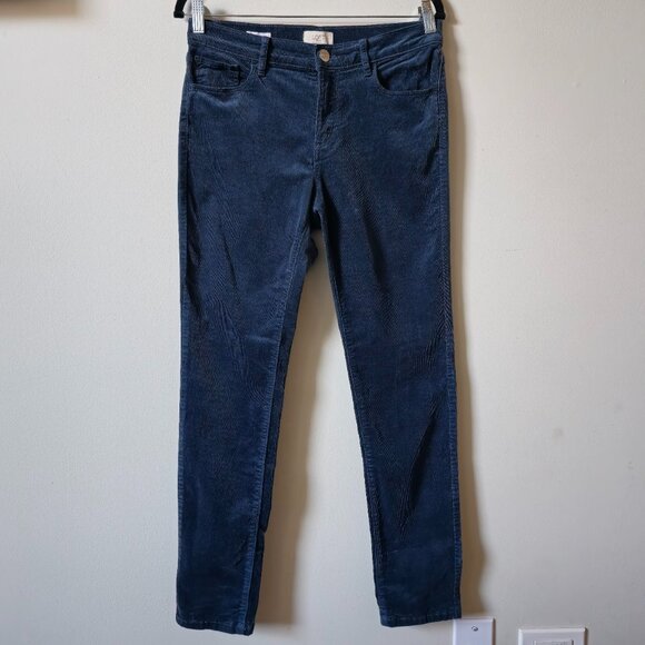 LOFT Outlet Dark Teal Corduroy Stretchy Skinny Leg Ankle Pants - Picture 1 of 4